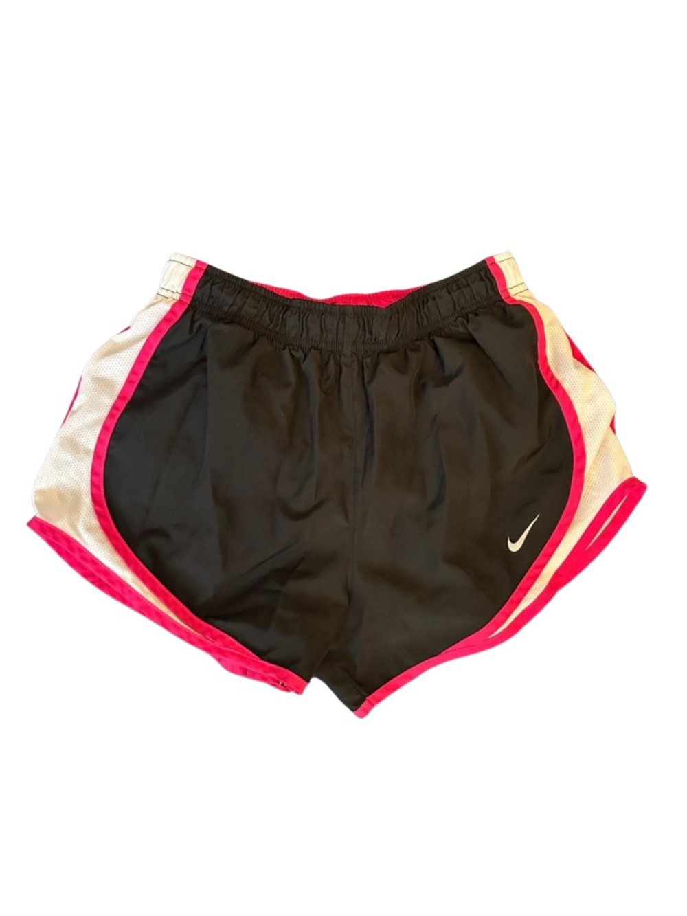 Nike Women’s Black Athletic Shorts with Pink and White Panels